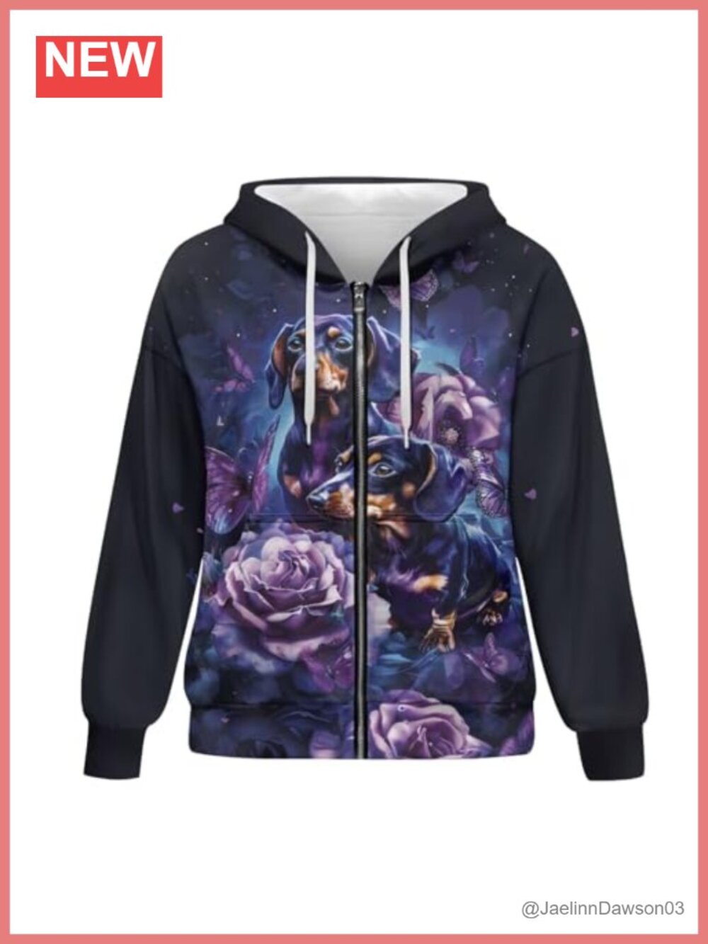 Showudesigns Women's Zip Up Hoodie Polyester Spandex Kangaroo Pocket